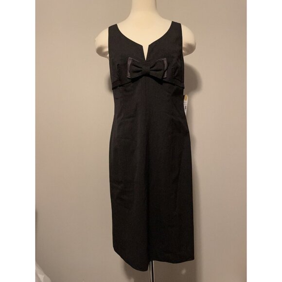 Rebecca Taylor Dark Grey Sheath Dress with Accent Bow, Size 12 - Picture 1 of 11